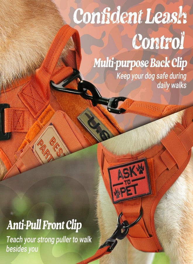رابيتجو حزام تكتيكي للكلاب من رابيت جو، حزام متين للحيوانات الأليفة مع مقبض، سترة خدمة مانعة للشد، سترة عسكرية قابلة للتعديل للكلاب الصغيرة للتدريب والصيد والمشي، برتقالي، صغير - Image 3