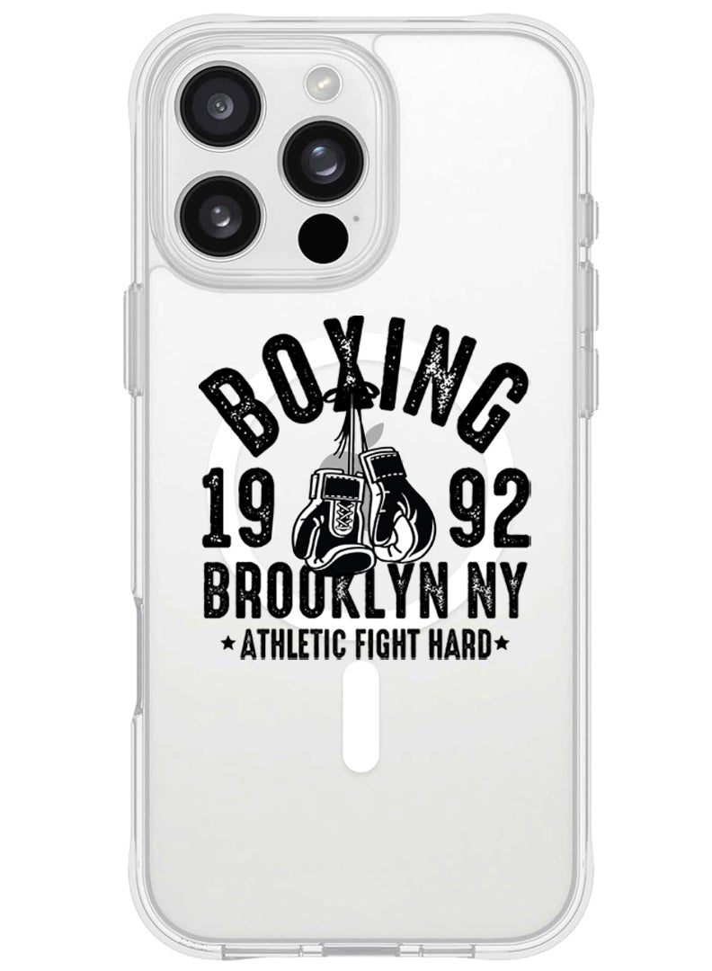 Theodor iPhone 16 Pro Max Magsafe Magnetic Case for iPhone Compatible with Wireless Charging, Shockproof Phone Bumper Cover - Boxing Brooklyn black - Image 1