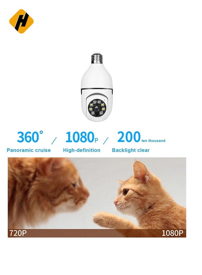 HuHa Bulb Camera 1080P, Night Vision IP Camera, PTZ Camera, 4X Digital Zoom Monitor, Home Security System, WiFi Camera Full Color  - Image 3