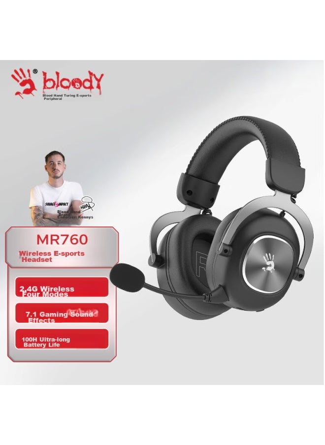 A4TECH A4tech Mr760 Wireless Gaming Headset, Over-ear, Bluetooth/2.4g/type-c/wired, Blood Hand Phantom, For Pubg/csgo, Computer Gaming, 7.1 Surround Sound, Elegant Black  - Image 1