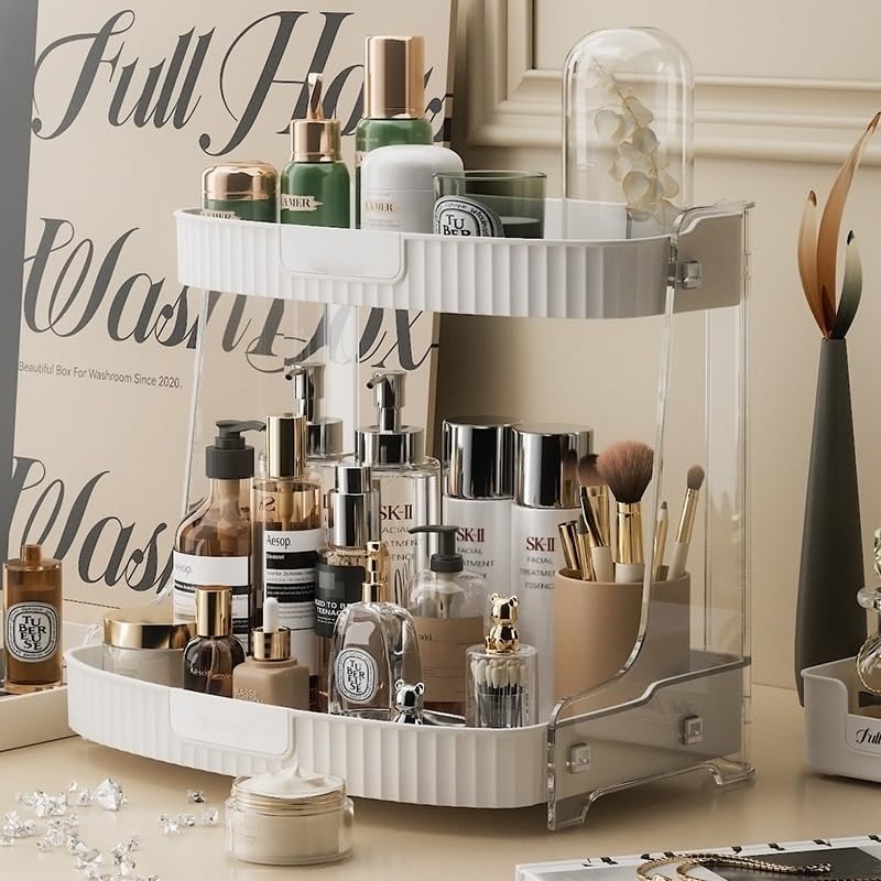 Brikipth Brikipth Perfume Organizer 2 TierPerfume Organizer Bathroom Organizer Countertop Dresser Makeup Vanity Skincare Storage Tray Shelf Rack Senior Room Decor Aesthetic Display Accessories  - Image 2