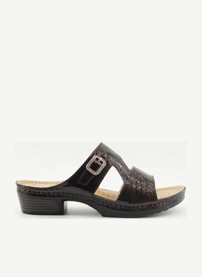 ZAYNA 221-3163 Zayna Ladies Low Heel Slides 2608-10 Brown