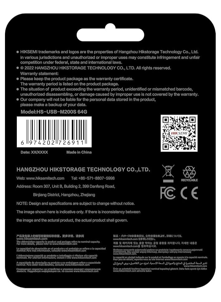 HIKSEMI 64GB USB 2.0 Rotary Flash Drive, Silver/Black | HS-USB-M200S 64G | - Image 2