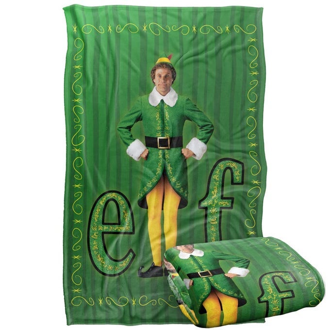 ELF BUDDY THE ELF LOGO SILKY TOUCH SUPER SOFT THROW BLANKET 36 X 58