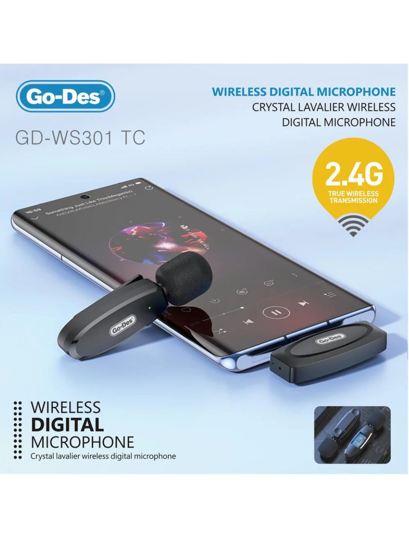 GO-DES Auto-Syncs Clip-on 2.4G Wireless Lavalier Microphone For Type-C And Android Devices 20M Accessibility - Image 3