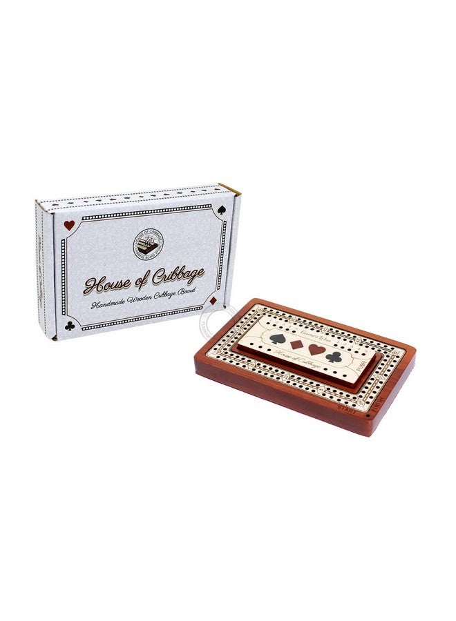 House of Cribbage - 2 Track - Wooden Travel/Pocket Size Cribbage Board - 4 Inch - Inlaid in Bloodwood/Maple Wood with Storage Space for Cribbage Pegs - 60 Points - Non Continuous - Image 4