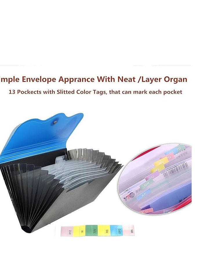 Terabyte Expanding Cheque Book Holder Travelling Document Bag- 12 Section - Black & Blue (Color May Vary)  - Image 1