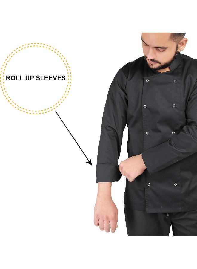 YANEK Chef Jacket Coat Long Sleeve with Snap Buttons - Image 1