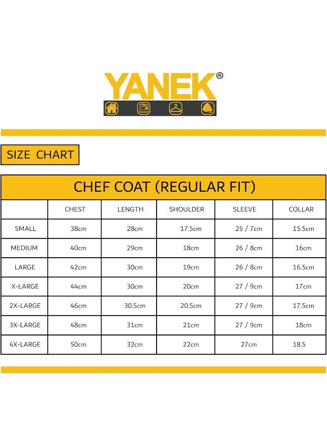 YANEK Chef Jacket Coat Long Sleeve with Snap Buttons - Image 5