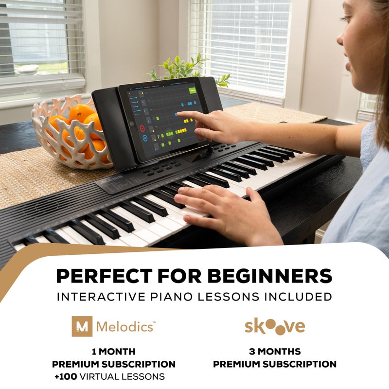 Alesis بيانو الكيبورد أليسيز ميلودي 61 MK4 للمبتدئين مع 61 مفتاح ومكبرات صوت وحامل لوحي/نوتة موسيقية و300 صوت ودروس موسيقية - Image 2