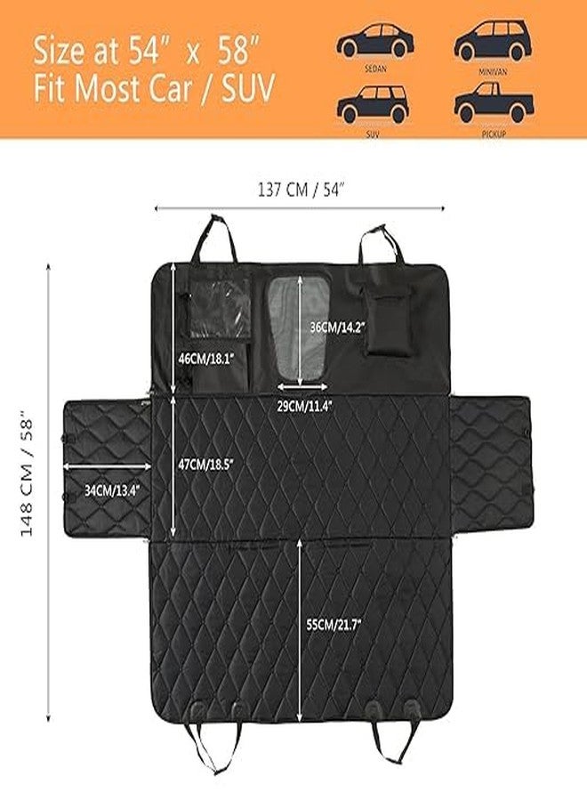 TAOCOCO Car Dog Cover Back Seat - Car Hammock for Dogs Waterproof -for Back Seat with Mesh Window Multiple Pockets for Car/Truck/SUV Nonslip Rubber Back Washable Luxury Material (Black/Black, Hanjo) - Image 1