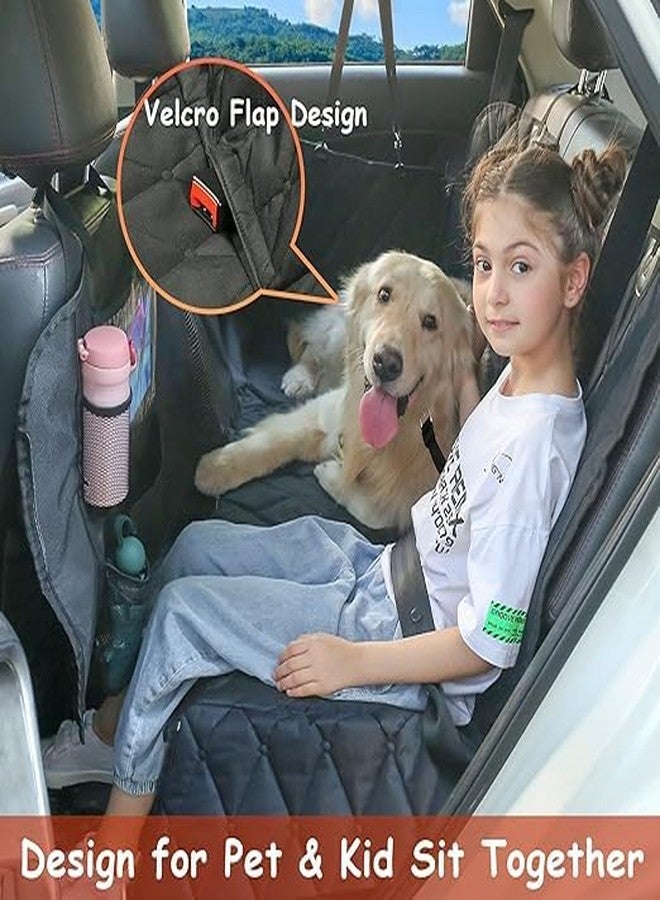 TAOCOCO Car Dog Cover Back Seat - Car Hammock for Dogs Waterproof -for Back Seat with Mesh Window Multiple Pockets for Car/Truck/SUV Nonslip Rubber Back Washable Luxury Material (Black/Black, Hanjo) - Image 3