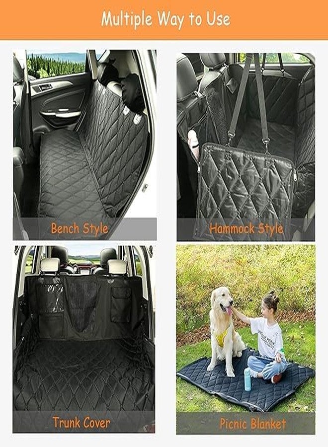 TAOCOCO Car Dog Cover Back Seat - Car Hammock for Dogs Waterproof -for Back Seat with Mesh Window Multiple Pockets for Car/Truck/SUV Nonslip Rubber Back Washable Luxury Material (Black/Black, Hanjo) - Image 5