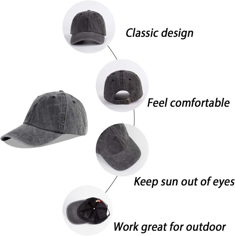 LANGZHEN Unisex Baseball Cap 100% Cotton Fits Men Women Washed Denim Adjustable Dad Hat - Image 3