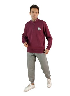 Jet Men Training Suit Long Sleeves and High Nick - Burgundy 