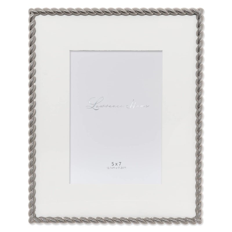 Lawrence Frames 8x10 Brushed Nickel Metal Picture Frame with Rope Design or 5x7 with Included Mat