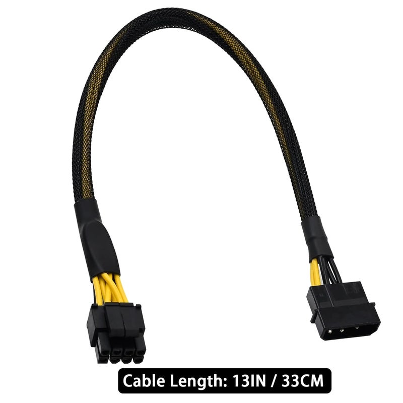 COMeap Molex to CPU 8 Pin EPS Power Cable, LP4 Molex Male to CPU 8 Pin (4+4) EPS-12V Adapter Converter Sleeved 13-inch(33cm) - Image 4