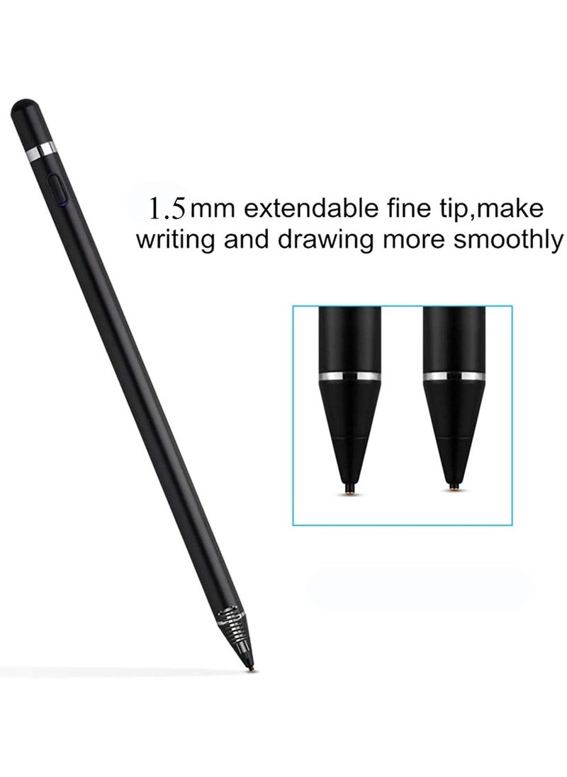 Beauenty - Active Stylus Pen for Android,iOS, iPad/iPad 2/New iPad 3/iPad4/iPad Pro/iPad Mini/iPad Mini 2/3 /4 and Most Tablet,1.5mm Fine Point Rechargeable Digital Stylus Pen（Black - Image 1