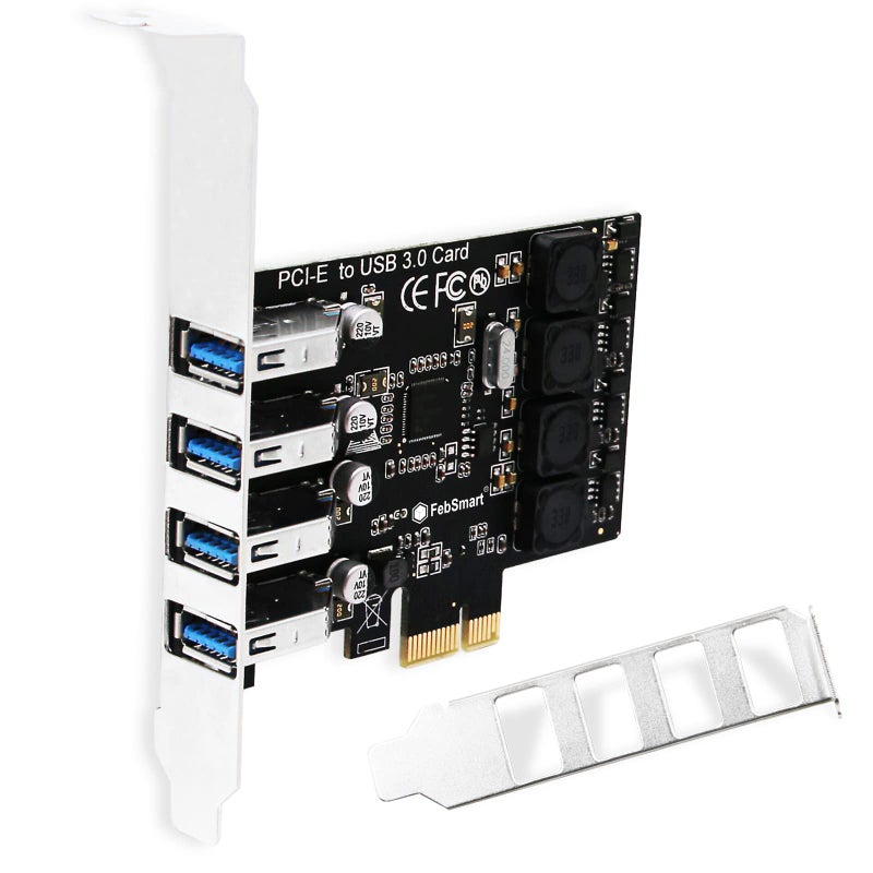 FebSmart PCIE 4-Ports Superspeed 5Gbps USB 3.0 Expansion Card for Windows 11, 10, 8.x, 7, Vista, XP Desktop PCs, Built in FebSmart Self-Powered Technology, No Need Additional Power Supply (FS-U4L-Pro) - Image 1