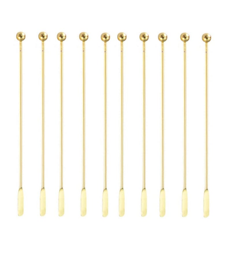 10 pcs Stainless Steel Coffee Beverage Stir Sticks Cocktail Stirrers Drink Swizzle Stick 74 Swizzle Stick Picks Tools Gold