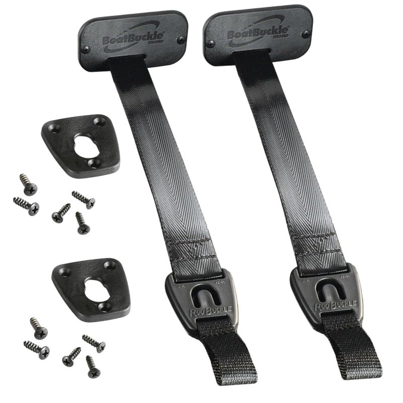 Boatbuckle 24-Inch Self-Retracting Fishing Rod Holder For Boat  Retractable Tie Down Rod Straps For Boat Deck Mount/Gunwale - Pack Of 2 - Image 1
