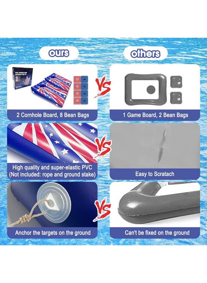 fisca Pool Cornhole Game Inflatable Floating Bean Bag Toss Game Toy Summer Pool Party Toys For Kids Teens Adults And Family Including 8 Floating Bean Bags (2 Pack) - Image 3