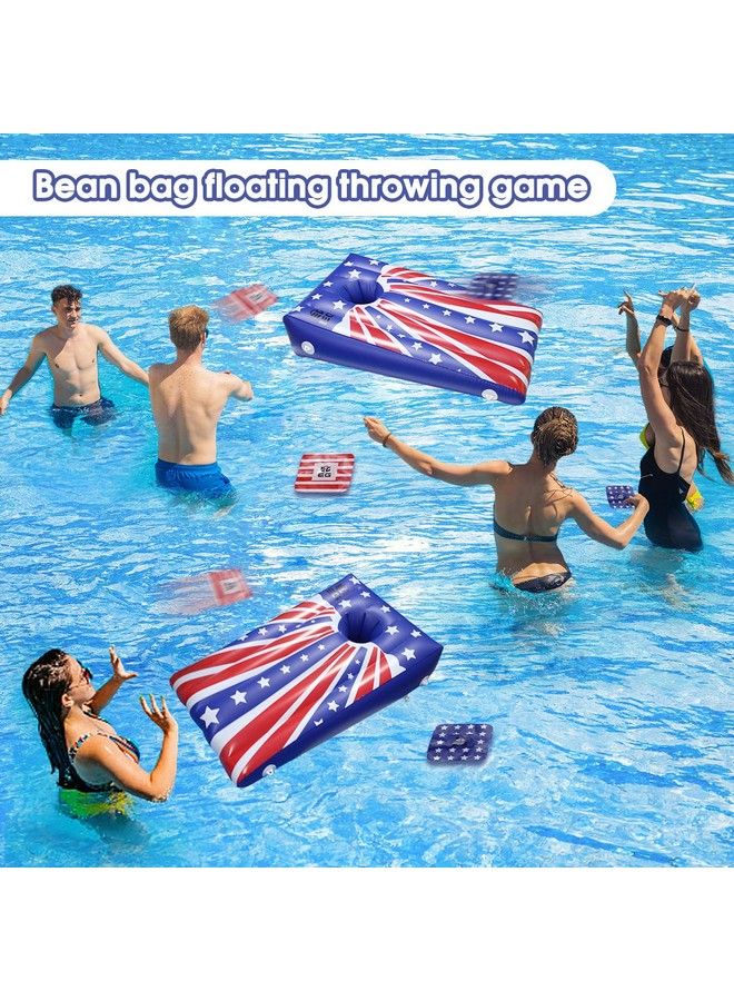 fisca Pool Cornhole Game Inflatable Floating Bean Bag Toss Game Toy Summer Pool Party Toys For Kids Teens Adults And Family Including 8 Floating Bean Bags (2 Pack) - Image 4
