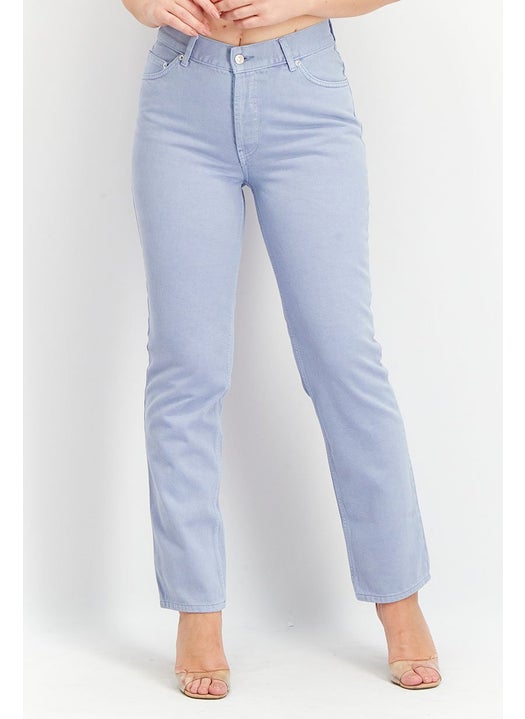 Women Regular Fit Textured Non-Stretchable Jeans, Light Blue