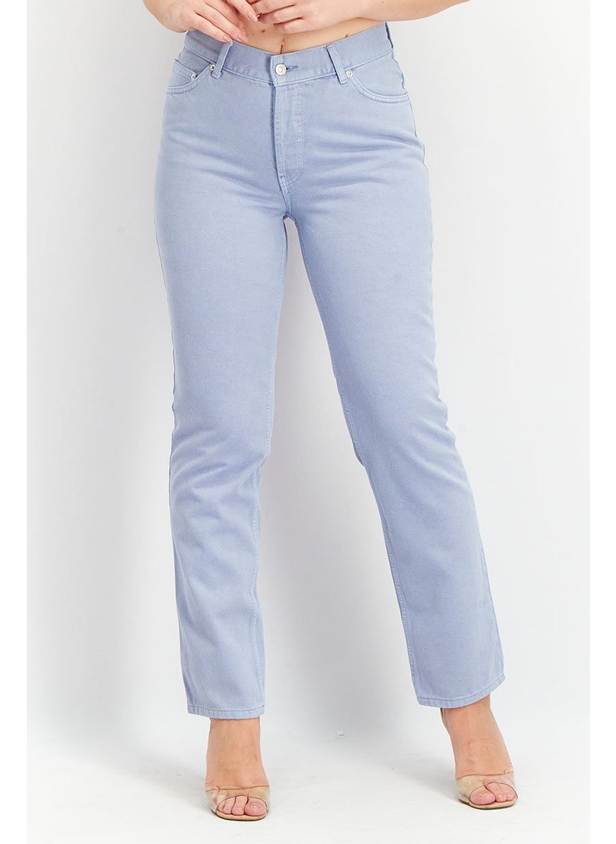 Asos Design - Women Regular Fit Textured Non-Stretchable Jeans, Light Blue - Image 1