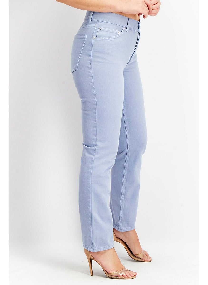 Asos Design - Women Regular Fit Textured Non-Stretchable Jeans, Light Blue - Image 1