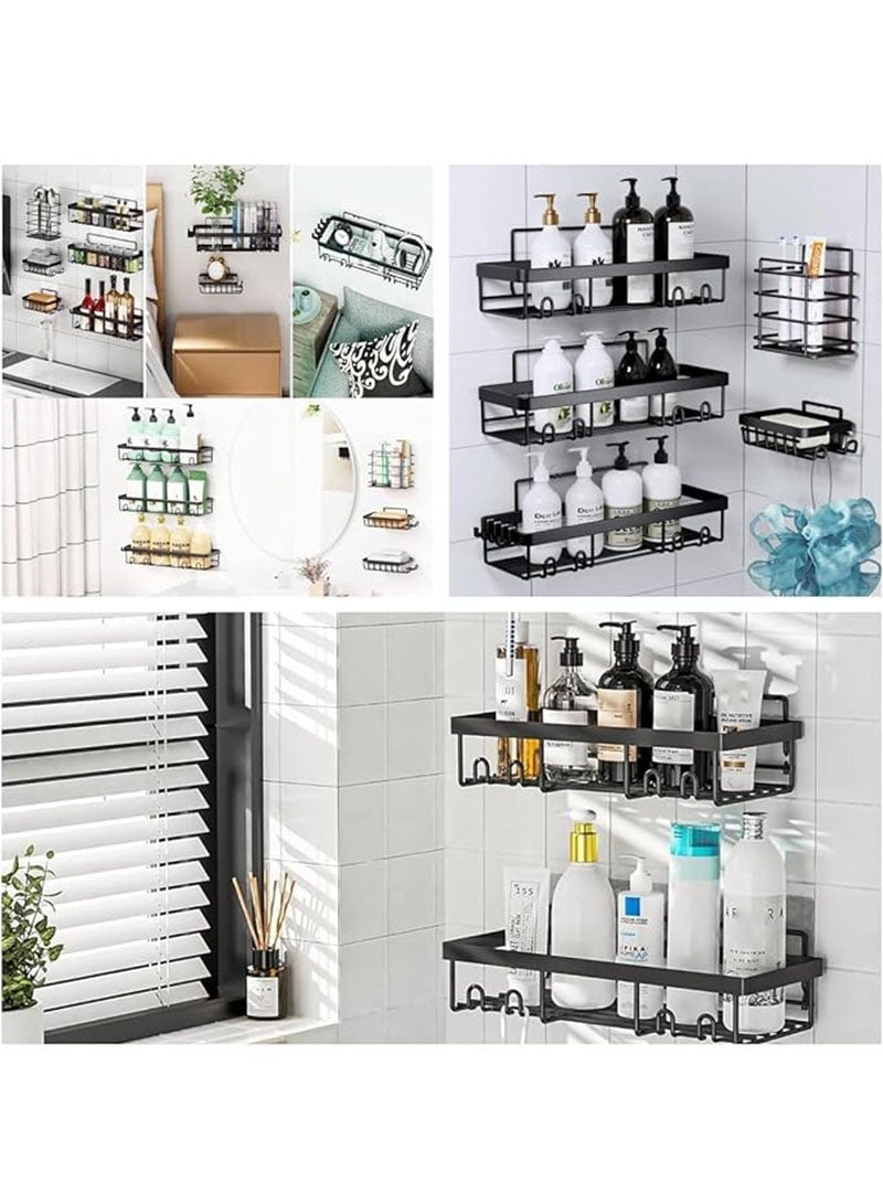 توبيتش علبة دش سوداء بسيطة للاستحمام مكونة من 5 عبوات، رف حمام، رف تخزين للحمام، أرفف استحمام ذاتية اللصق مقاومة للصدأ بدون حفر - Image 4