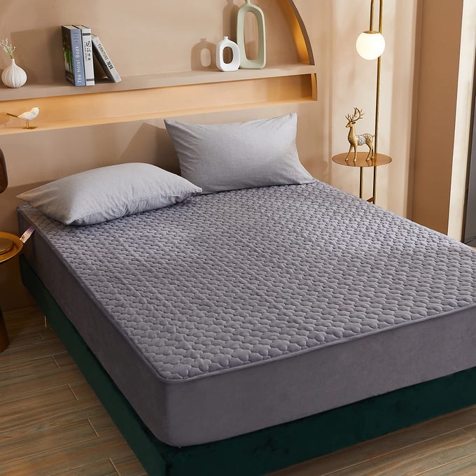SOLID FLANNEL PLUSH BEDDING FITTED SHEETVELVETY SOFT HEAVYWEIGHT NONSLIP PROTECTIVE COVER FOR BED MATTRESS FULL GRAY