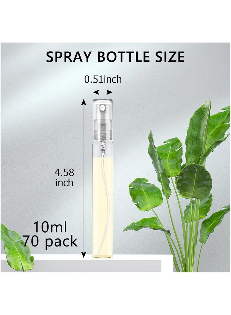 Home zone Mini Spray Bottles 70PCS 10ML Clear Glass Perfume Bottles Refillable Fine Mist Spray Bottles Empty Fragrance Scent Sample Spray Containers Cosmetics Make up Atomizer for Cleaning Travel Essential Oils - Image 2