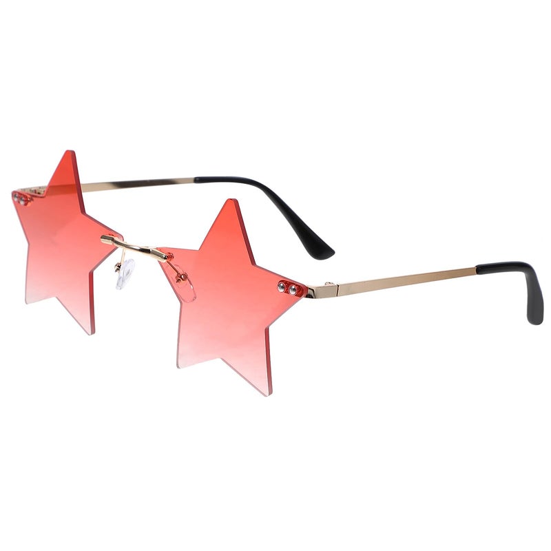 Funny Rimless Sunglasses For Women With Red Gradient Lens Party Costume Glasses - Image 2