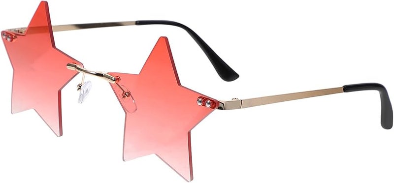 Funny Rimless Sunglasses For Women With Red Gradient Lens Party Costume Glasses - Image 1