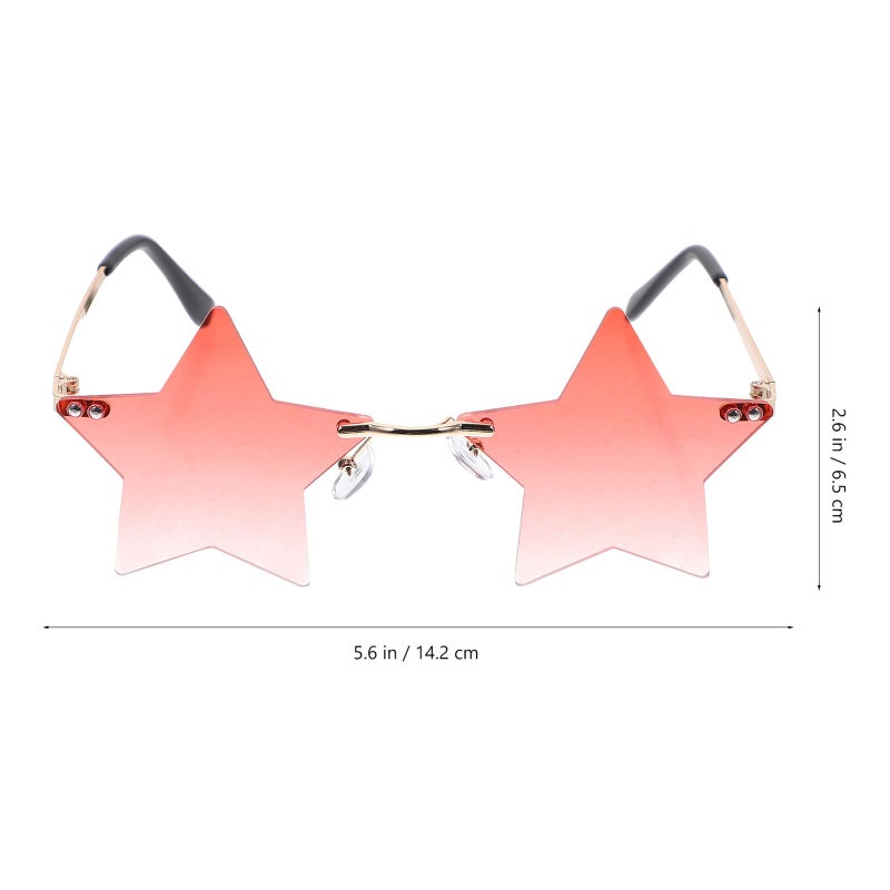 Funny Rimless Sunglasses For Women With Red Gradient Lens Party Costume Glasses - Image 3