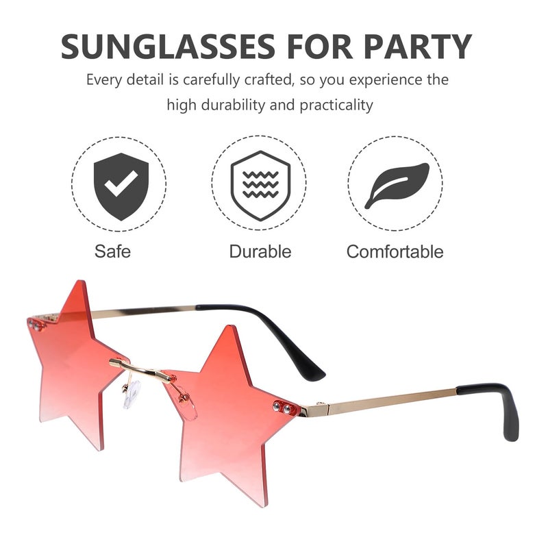 Funny Rimless Sunglasses For Women With Red Gradient Lens Party Costume Glasses - Image 4