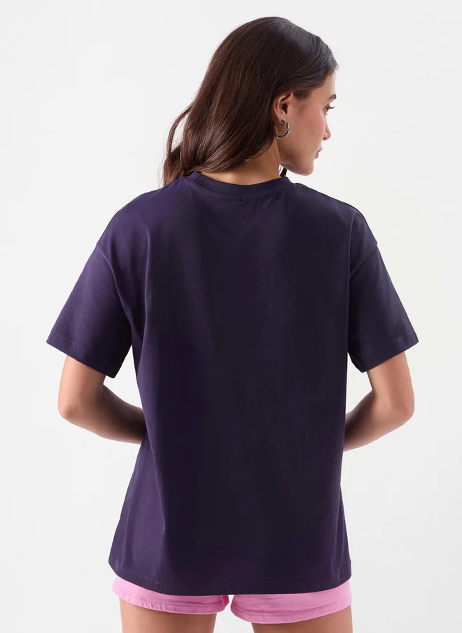 The Souled Store  Grow With The Flow Women Oversized Printed Purple T-Shirt  | Best Price UAE