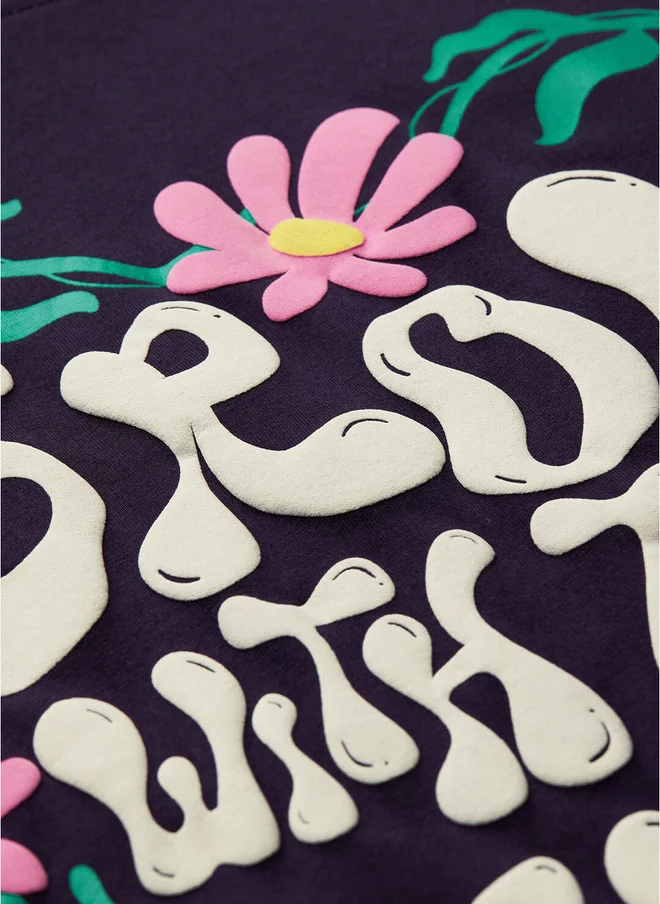 The Souled Store  Grow With The Flow Women Oversized Printed Purple T-Shirt  | Best Price UAE