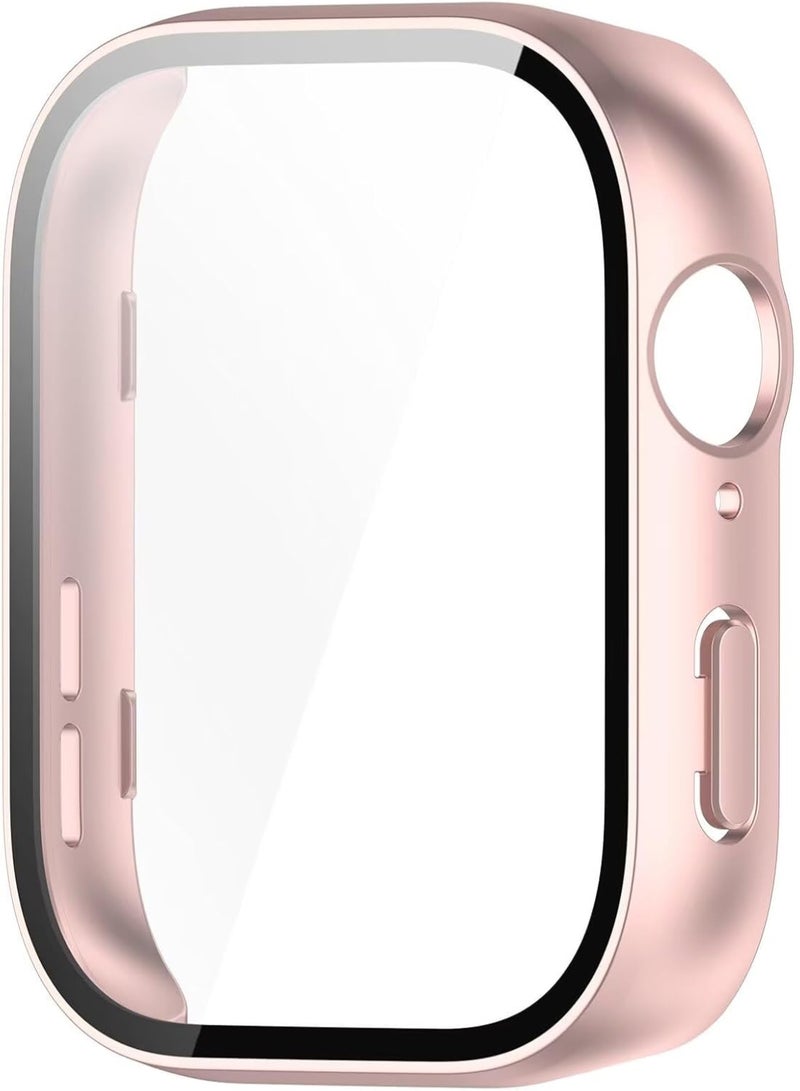 Case for Huawei Watch Fit 3, PC + Screen Tempered Film Combination, All-Inclusive Watch Case, Shock Resistant, Case Cover for Huawei Watch Fit 3 Smartwatch.Frosted Pink - Image 4