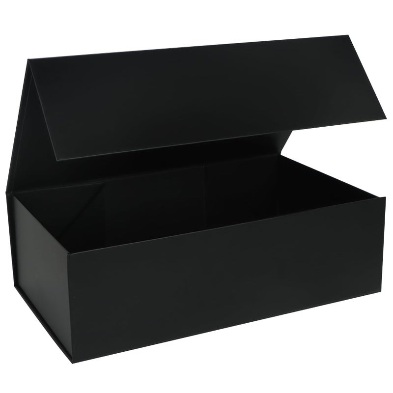 LFBOX Black Gift Box with Magnetic Lids 13.8x8.3x4.4 in, Large Bridesmaid Groomsman Proposal Boxes 1 Pack, Collapsible Rectangle Storage Box - Image 1