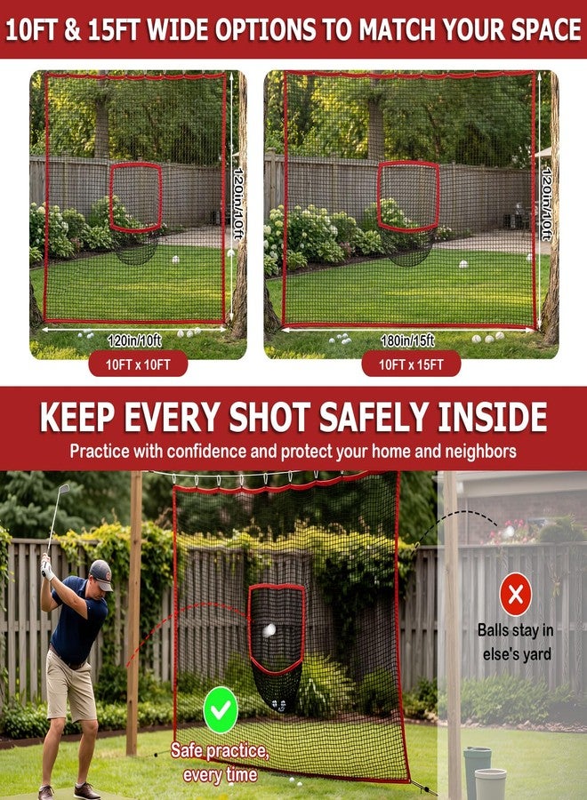 NewShot Golf Net with Target Pocket,10ft |15ft Disc Golf Practice Driving Nets - Image 1