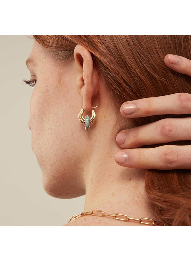 ORELIA LONDON Pave Interlocking Doughnut Hoop Earrings TRQ  - Image 3