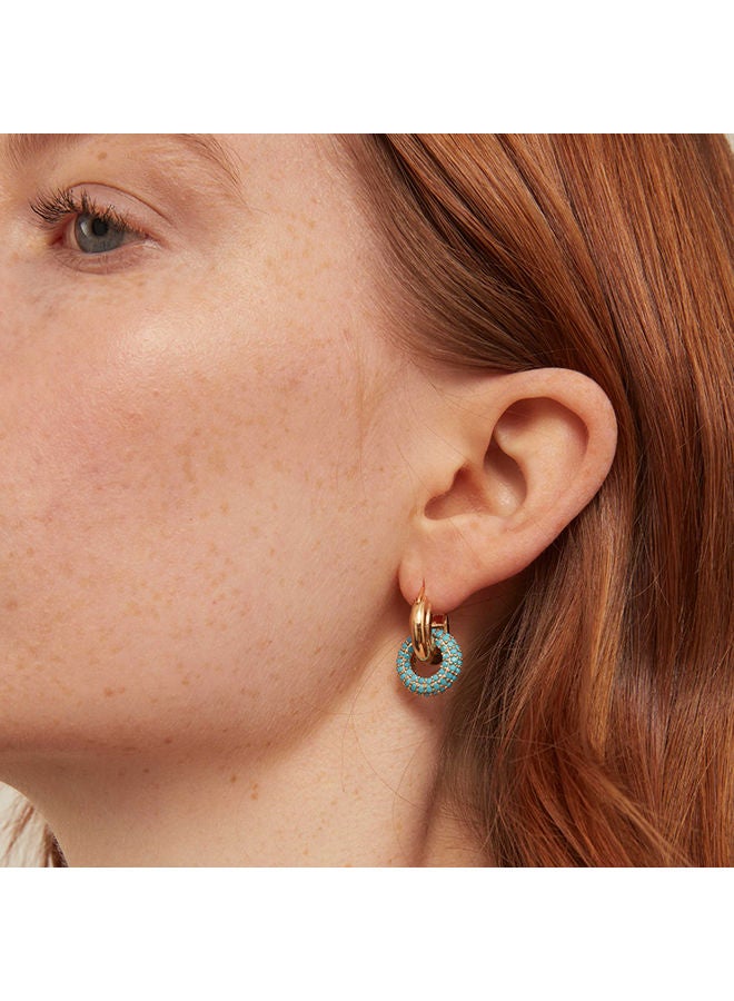 ORELIA LONDON Pave Interlocking Doughnut Hoop Earrings TRQ  - Image 2