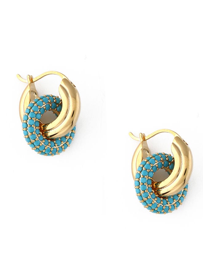 ORELIA LONDON Pave Interlocking Doughnut Hoop Earrings TRQ  - Image 1