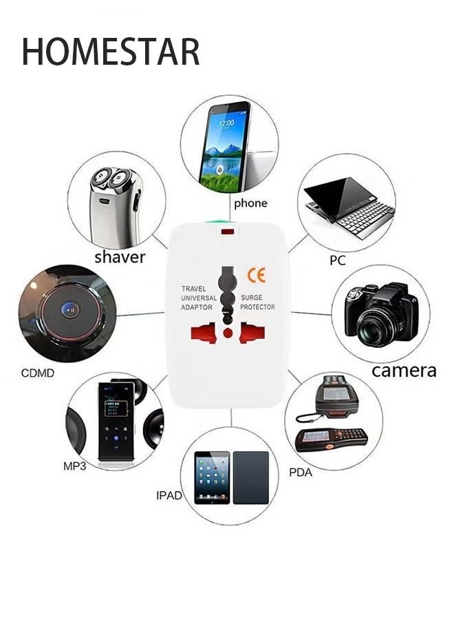 HOMESTAR All in One Universal International Adapter Multifunctional Travel Plug for EU UK US AU AC Power Charger Socket Converter Connector with 2 USB Ports - Image 4