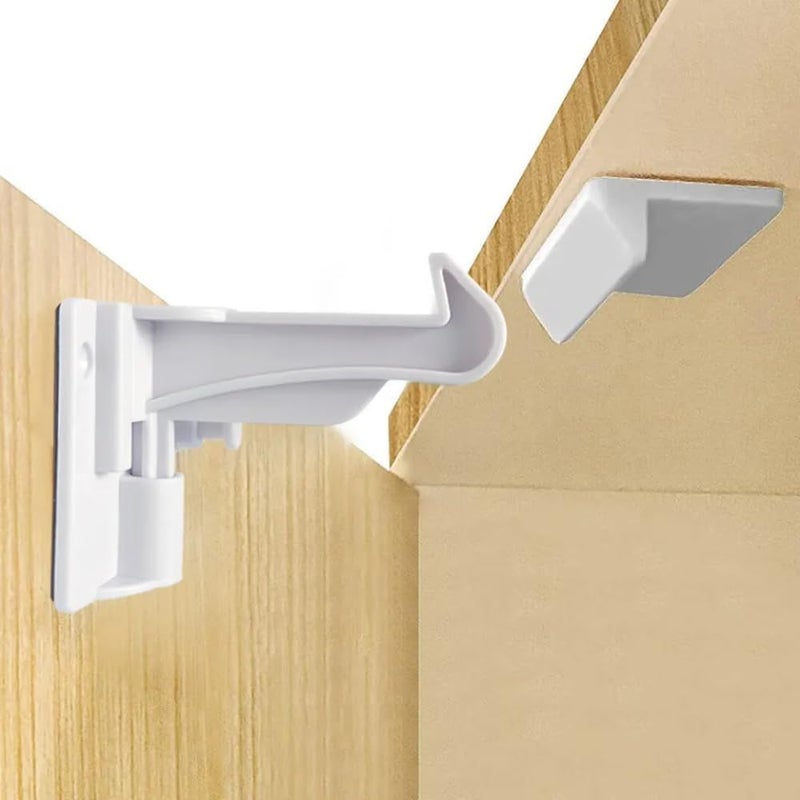 define essentials Invisible Baby Proofing Cabinet Latch Locks 10 Pack No Drilling or Tools Required Works with Most Cabinets and Drawers Countertop Overhangs Highly Secure - Image 1