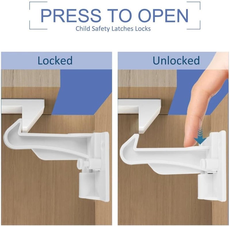 define essentials Invisible Baby Proofing Cabinet Latch Locks 10 Pack No Drilling or Tools Required Works with Most Cabinets and Drawers Countertop Overhangs Highly Secure - Image 2