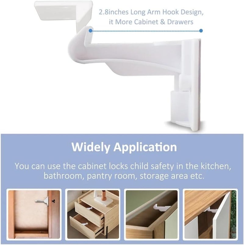 define essentials Invisible Baby Proofing Cabinet Latch Locks 10 Pack No Drilling or Tools Required Works with Most Cabinets and Drawers Countertop Overhangs Highly Secure - Image 5