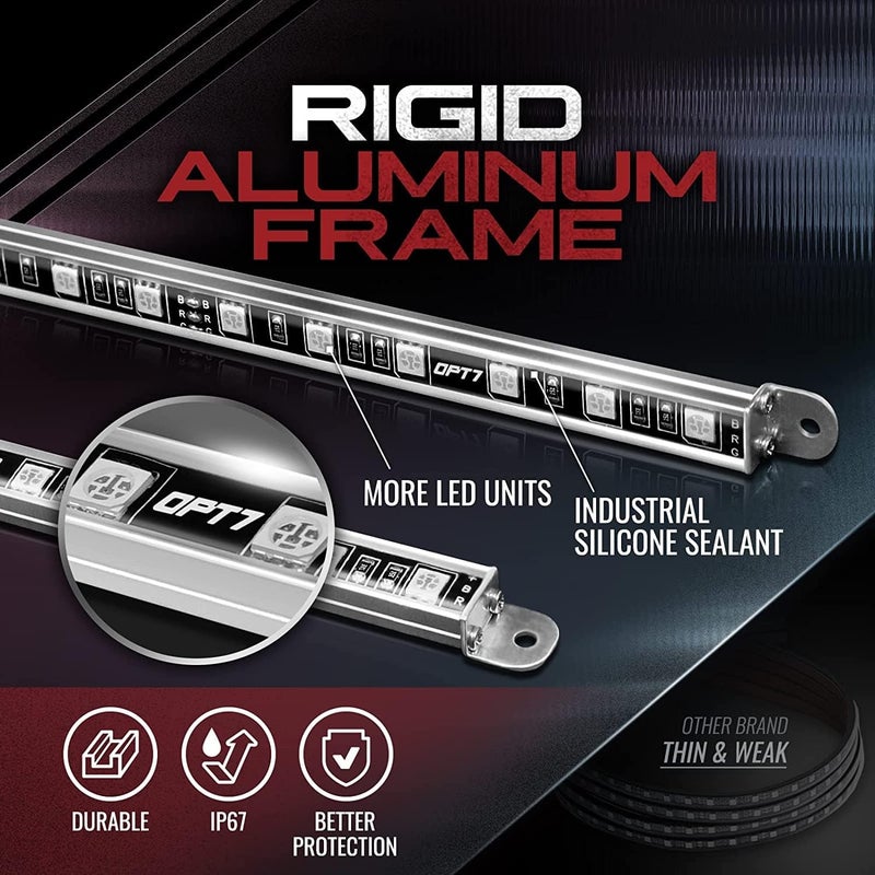 OPT7 Aura Aluminum Underglow LED Lighting Kit for Truck with Remote Control, Exterior Neon Accent Underbody Light Bar, RGB Multicolor Under Car Decorations, Waterproof, Soundsync, Door Assist, 12V - Image 3